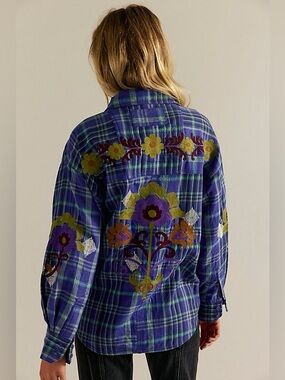 NWT! Free People We The Free Embroidered Sashiko Shirt Sz Medium